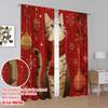 2Pcs,2D Plane Printing Light Filtering Curtains Snowflake Cat 100% Polyester (Without Rod) Festive Ldeal For Bedroom And Various