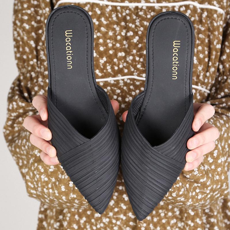 

Женские летние сандалии с острым носком, увеличивающие рост: Модные, повседневные, нескользящие полутапочки с толстой подошвой Size 39 чёрный