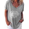 Womens Casual V Neck T-shirt Short Sleeve Letter Print Blouse Tops