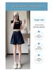 Women's High Waist Dark Blue Tencel Denim Shorts - Summer Loose Fit, Cooling Ice Silk, Mid-Length Wide-Leg Design