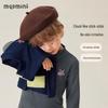 MQDMINI Kids' Color-Block Semi-High Collar Warm Baselayer Top