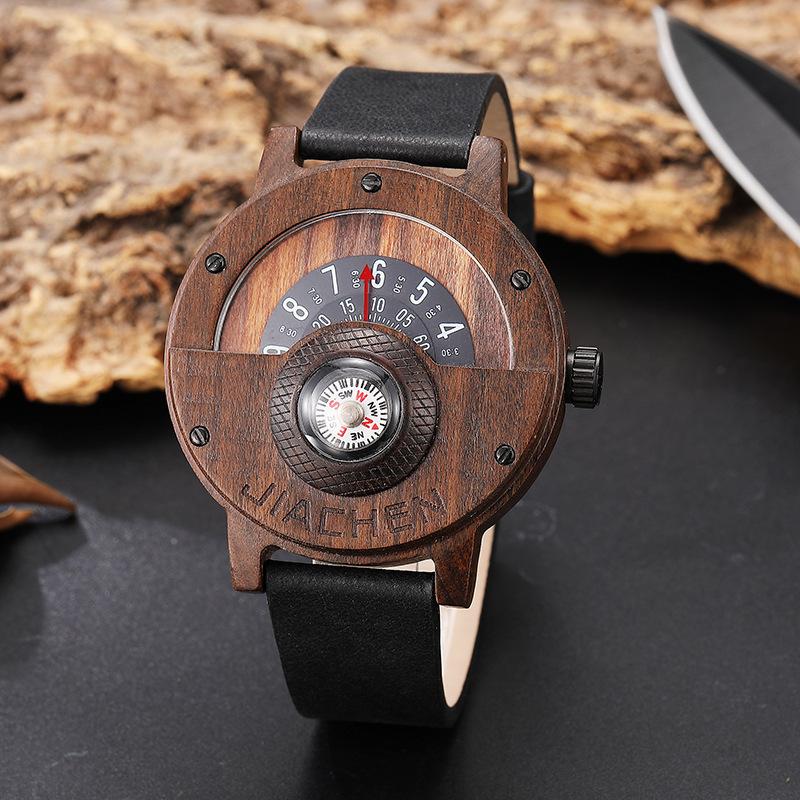 Bussola Multifunzione Orologio in Legno Orologio Sportivo da Esterno da Uomo/Donna Orologio per Studenti