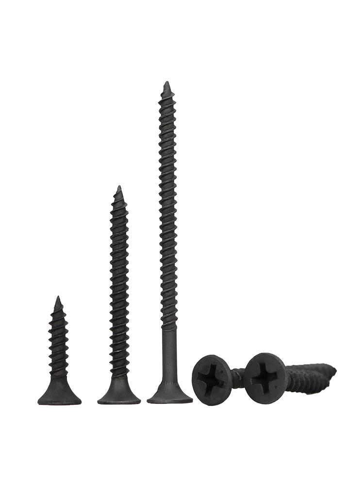 Black High-Strength Self-Tapping Drywall Screws with Phillips Countersunk Head for Gypsum Board