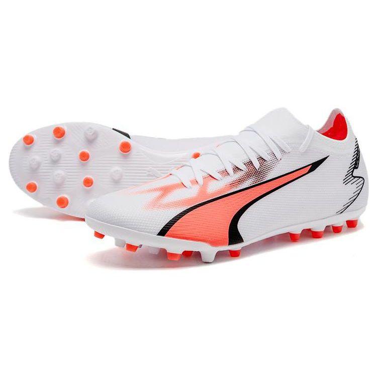 Puma Ultra Match Round Toe Lace-Up MG (Rubber Short Stud) Soccer Shoes Men Soccer Shoes White Red Black 107520-01