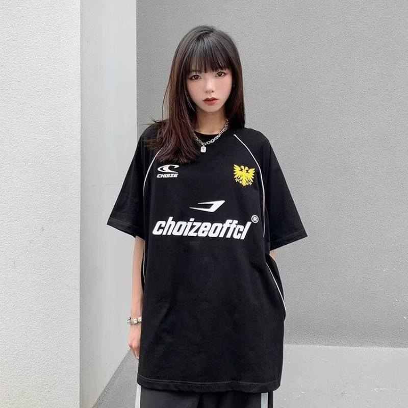 

Унисекс футболка с коротким рукавом в американском ретро стиле с цветными блоками - Летняя с круглым вырезом свободного кроя XL чёрный