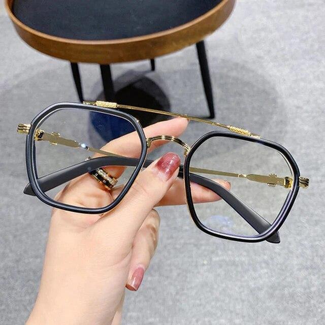 Double Beam Anti Blue Light Myopia Glasses Diopter -0.5 -1.0 To -6.0 Retro Square Frame Nearsighted Eyeglasses Women Men Unisex