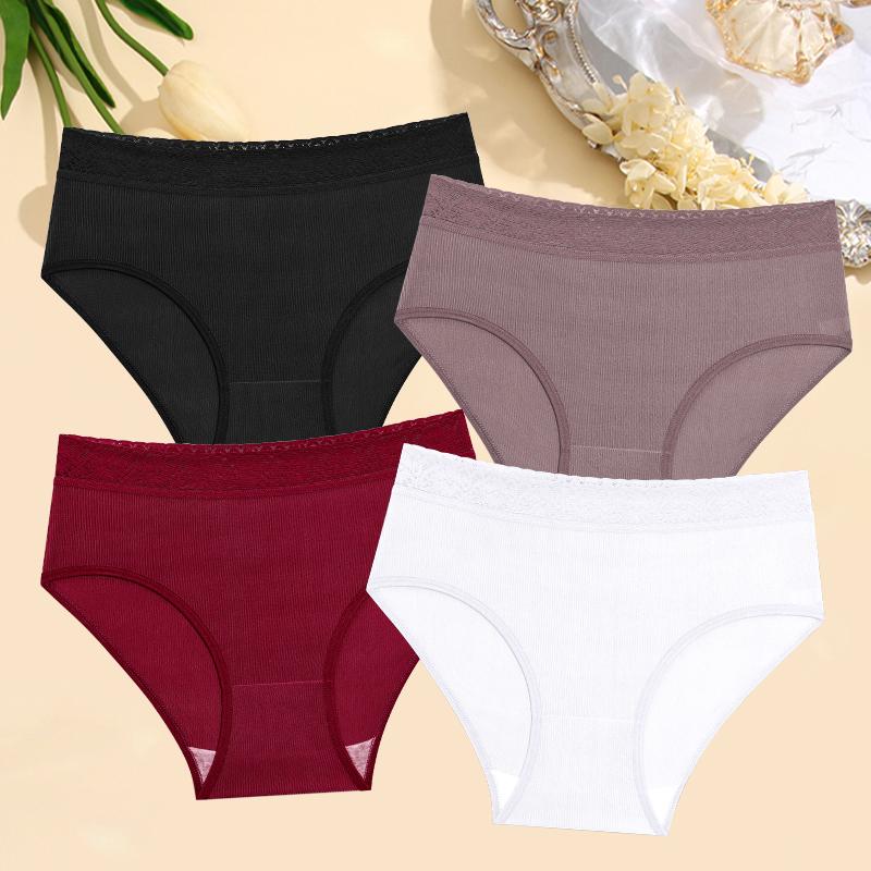 

4Pcs/Set Ladies Sexy Underwear Maternity Underpants Large Size Mommy Panties Pregnant Women s Panty Striped Underwear S&Set