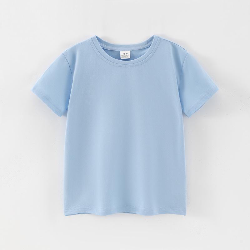 Kinder Kurzarm Baumwoll T-Shirt einfarbig - Sommer für Jungen, Größen ab 3T