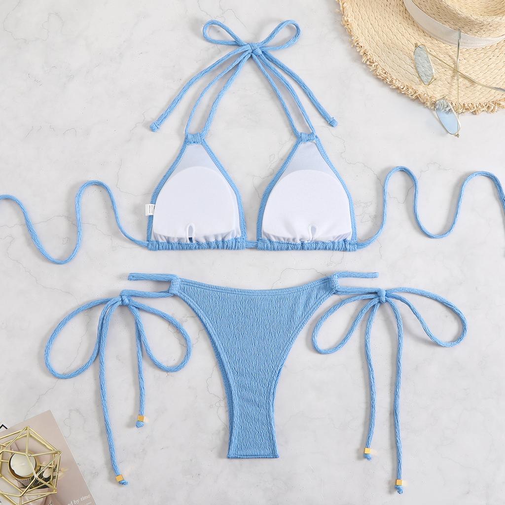 Sexy Black Drawstring Side High Waist Bikinis Sets Women Double Strap Micro Swimsuit 2025 Beach Bathing Suit Two Piece Swimwear