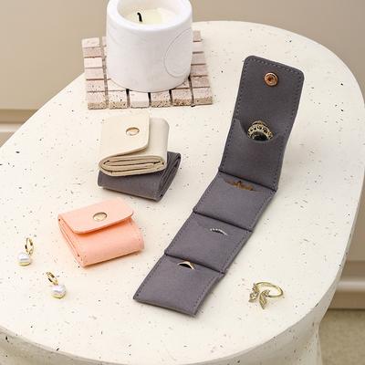 Premium Ringaufbewahrungsbox Klein Tragbar Reise Ohrstecker Schmuck Leichter Luxus Pu Schmuckaufbewahrung Flanellbeutel