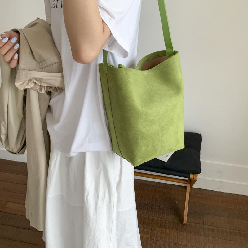Borse a Spalla Monocolore in Scamosciato Fashi Borse Semplici di Grande Capacità per Donna Borse a Mano Versatili Casual di Alta Qualità