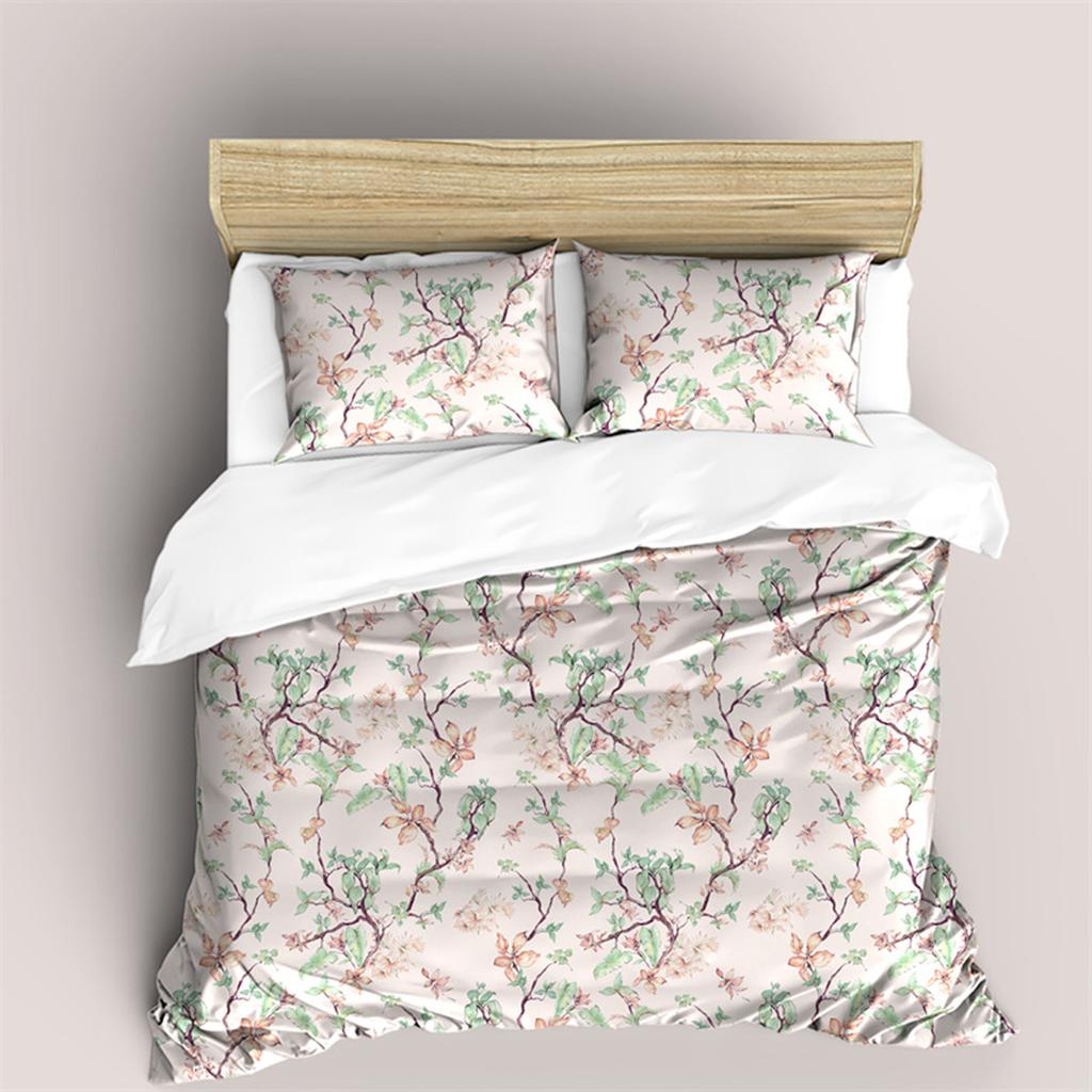 Blumen und Blätter Bettbezug Mikrofaser Botanisches Unkraut für Kinder Frauen für Schlafzimmerdekorationen Schlichter Stil Queen King Size