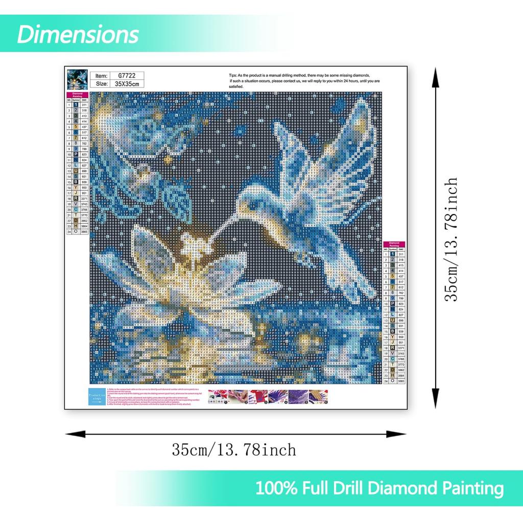 35×35 cm 14×14 in Adult DIY Full Drill Diamond Painting Kit — "Flowers Birds" Design Ideal for Gifts Home Decor