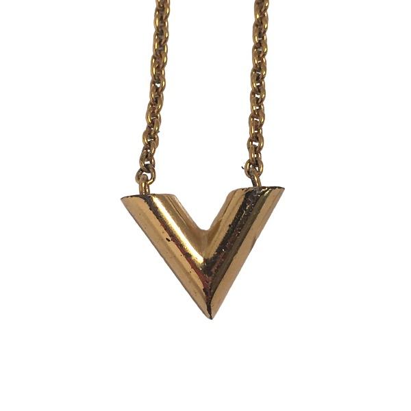 Louis Vuitton Essential V Necklace Steel Gold Women M61083 Used