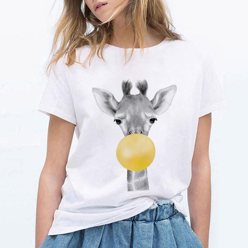 

T-Shirts For Women 2025 Funny Harajuku T-Shirt Graphic Tshirt Cartoon Top Female Summer Short Sleeve Femme XXXL білий