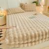 Class A Bubble Fleece Solid Color Fitted Sheet Thickened Mattress Protector Cover Fleece Bed Sheet Single Piece