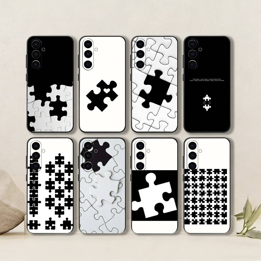Kreatives Puzzle Handyhülle Schwarzes Silikon Weich Für Samsung Galaxy A73,A72,A71,A70,A53,A52,A51