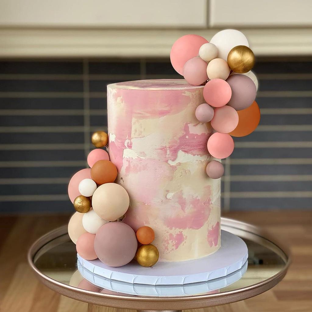 56pcs Boho Styles Ball Cake Picks Colorful Ball Shaped Cake Topper Pearl Balls Cake Insert Topper for Birthday Party Wedding