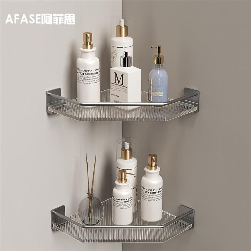 

Gun Gray Bathroom Corner Rack High Permeability Acrylic Shelf Punch-Free Toilet Triangle Basket Toilet Storage