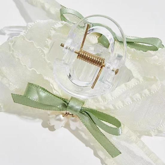 Hair Claw Large Transparent Strong Clamping Force Spring Invisible Hair Clip with Flower
