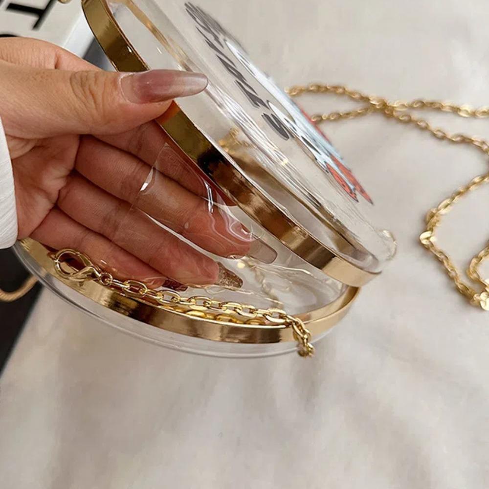 Zinc Zinc Alloy Halloween Round Handbag Printed PVC Transparent Pouch Storage Bag Doll Hanging Pouch  Figure