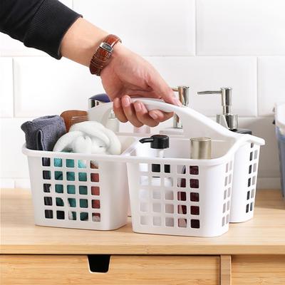 Cesto Portaoggetti da Bagno Design a Griglia Divisa Grande Capacità Plastica PP Portatile Vuoto Organizzatore Domestico