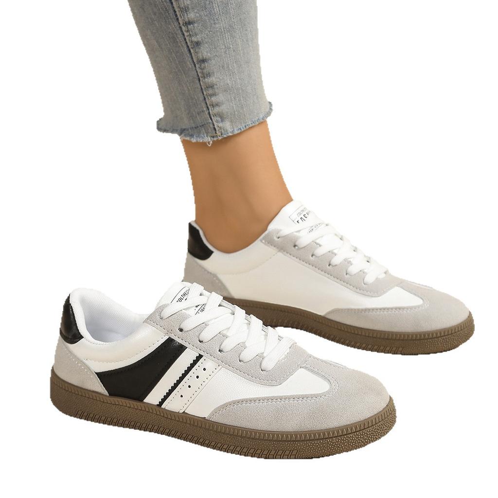 Women's Lace Up Sneakers - Low Cut All Season Shoes with PU Cushioned Sole, Lightweight Daily Walking Shoes