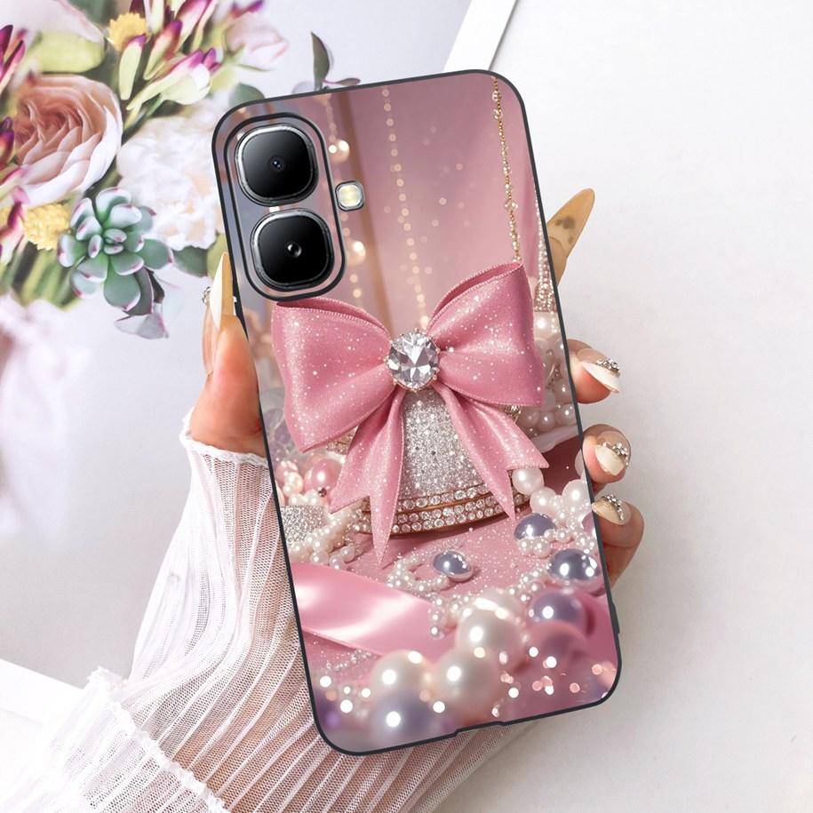 For Infinix Smart 20 4G Case New Fashion Flower Pattern Soft Black Silicone Phone Cover For Infinix Smart 20 Bumper Smart20 Para