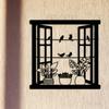 Wrought Iron Wall Art Bird Floral Window Design Metal Hanging Decor for Indoor Outdoor Garden Living Room Bedroom Gift