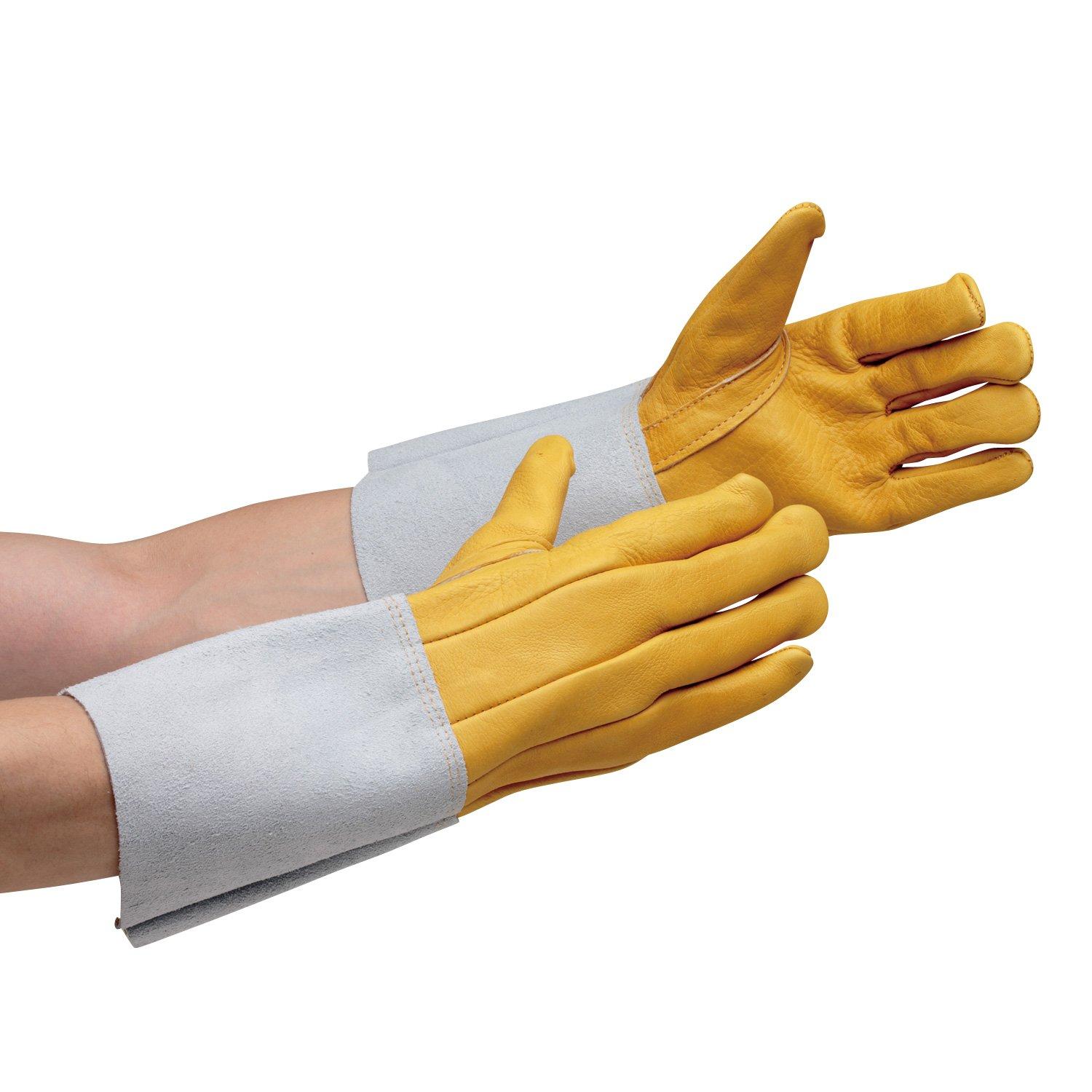 Midori Anzen Electric Welding Cowhide 1 Pair Gloves, Leather, 5-Finger, MT-107D-5P,