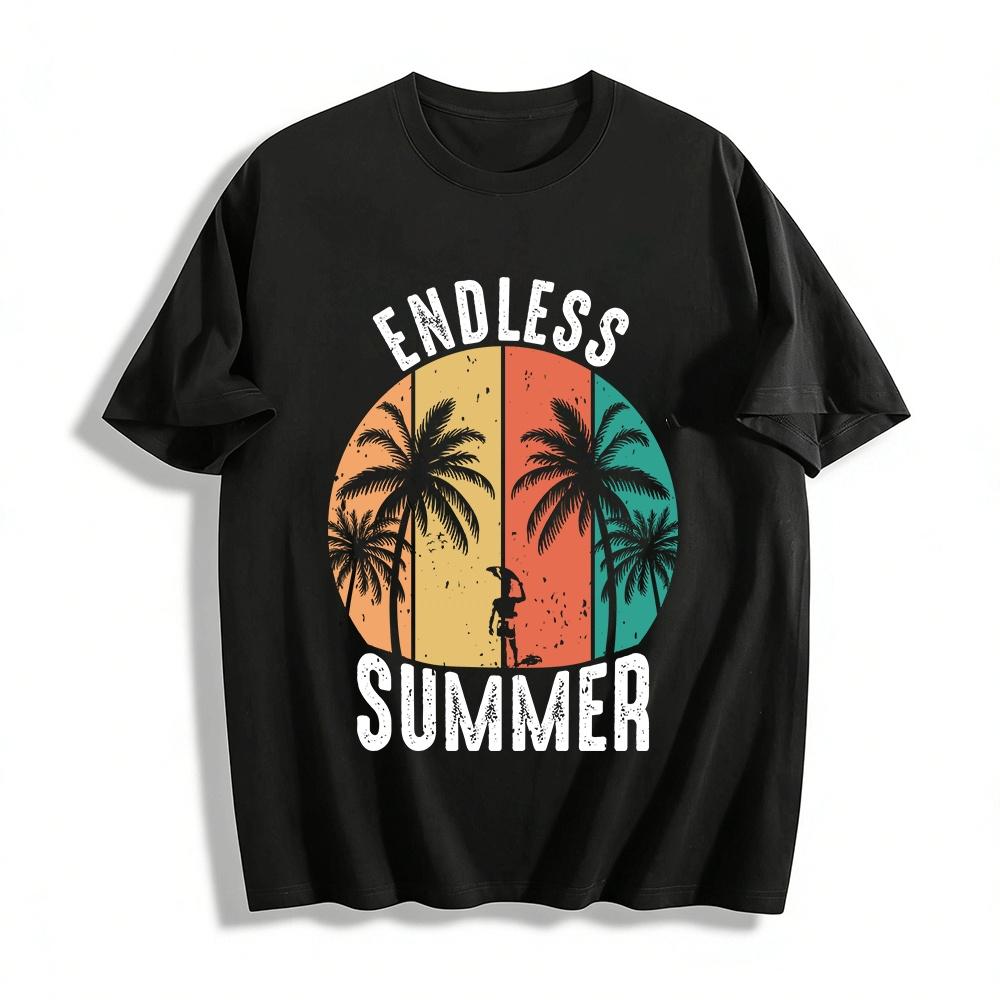 

Vintage Surf Coconut Tree Print Casual Short Sleeve T-Shirt Pure cotton T-shirt XXS