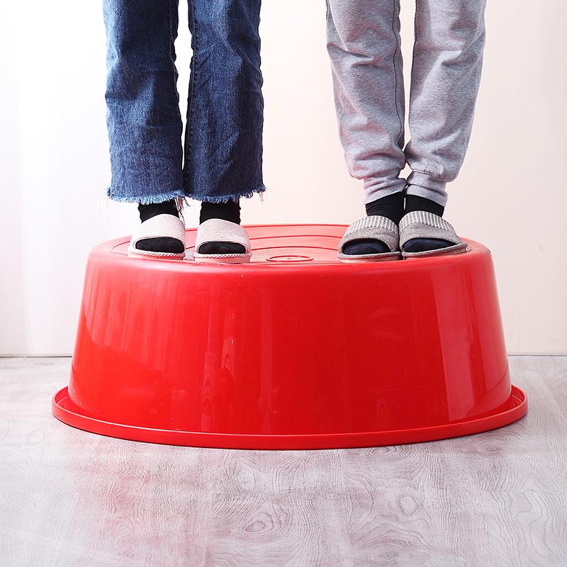 Extra Thick Red Plastic Washbasin - Large Round Household Basin