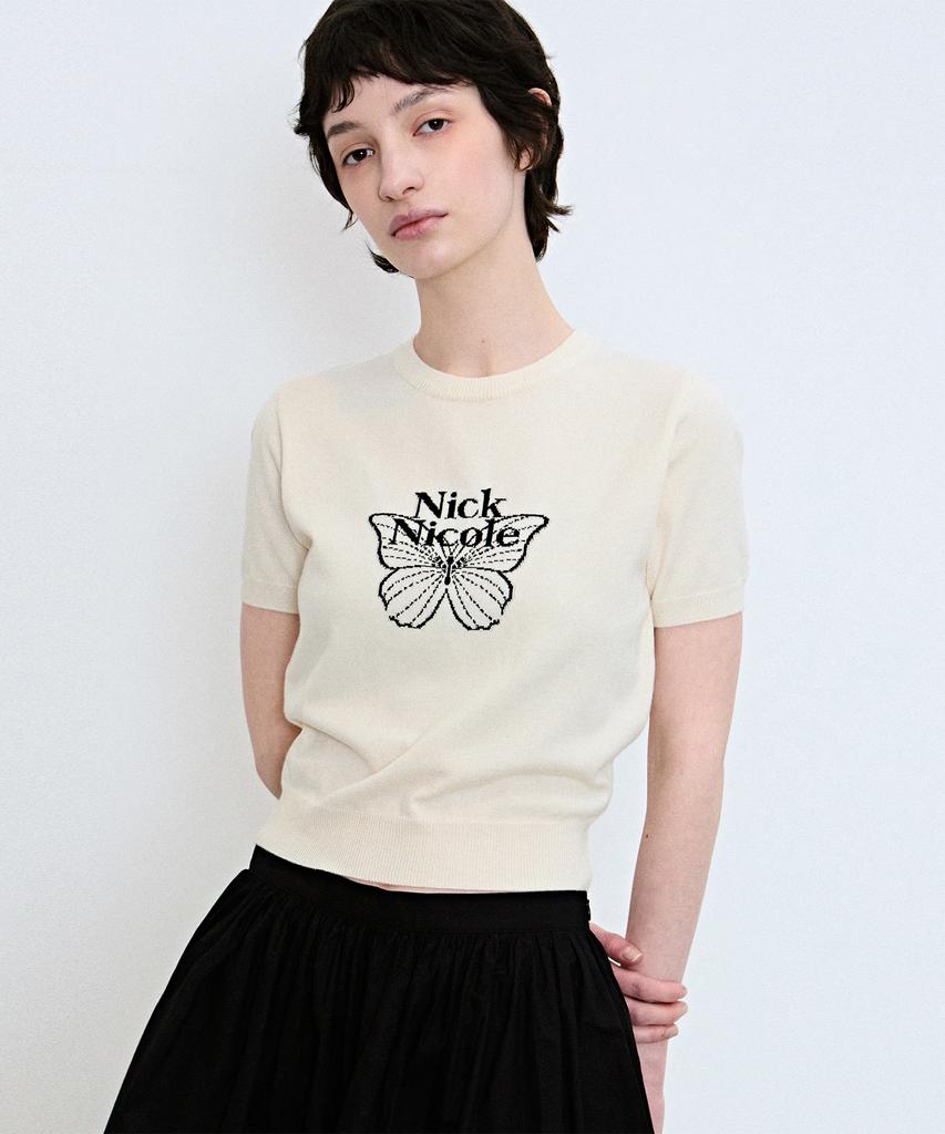Nigaennikol Mini Butterfly Signature Half Knit_Cream