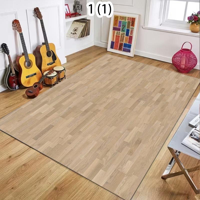 Rechteckiger versetzter 3D-Dielen Teppich Geometrische Holzmaserung Matten Eingang Rutschfester Bodenteppich für Wohnzimmer Schlafzimmer Heimdekor