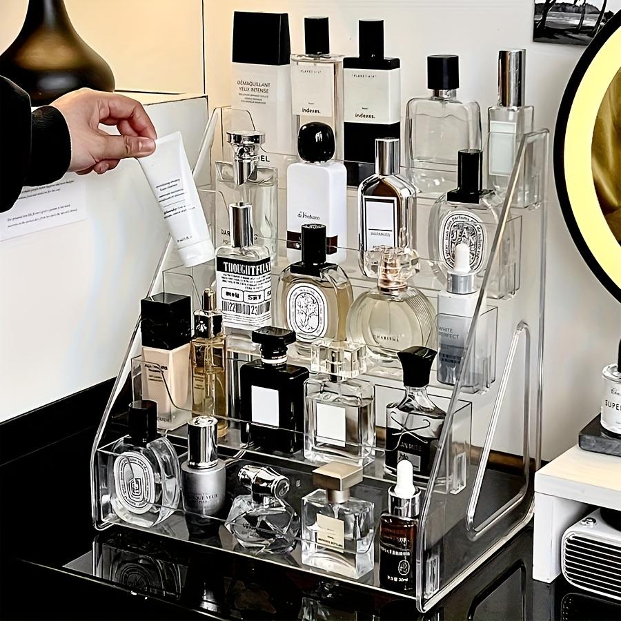 Clear Acrylic Multilayer Perfume Organizer | Compact Countertop Display for Dresser, No Power Required, 27 Inches Height, 3.2 Cubic Feet Capacity