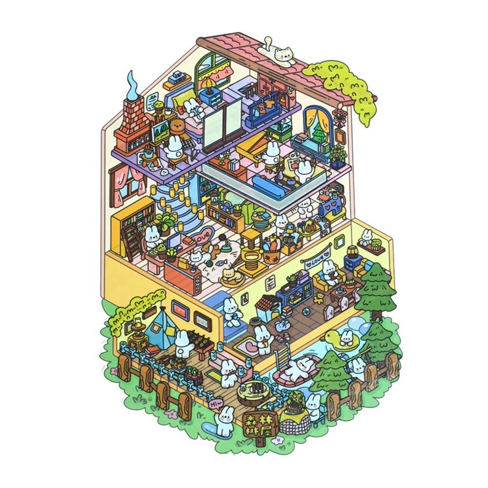 

Мультяшные 3D наклейки с пейзажем, снимающие стресс, ландшафтные наклейки для создания сцены своими руками для детей Forest Treehouse