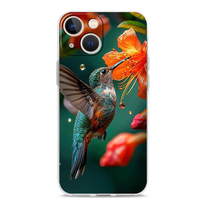 Phone Case For iPhone 16 Cases iPhone 15 12 13 14 16 Pro Max X XR XS Max 15 Plus 16Pro iPhone11 Clear Soft Cover Hummingbird