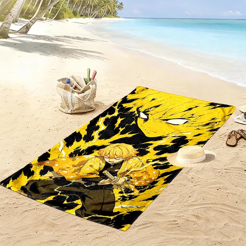 Demon Slayer Character Print Beach Towel, Large Soft Quick Dry Towel for Beach Camping Swimming