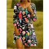 Ladies Autumn Long Sleeve Floral Dress Elegant Women's Fashion for Fall Season Floral Print A-line Dress Vestidos