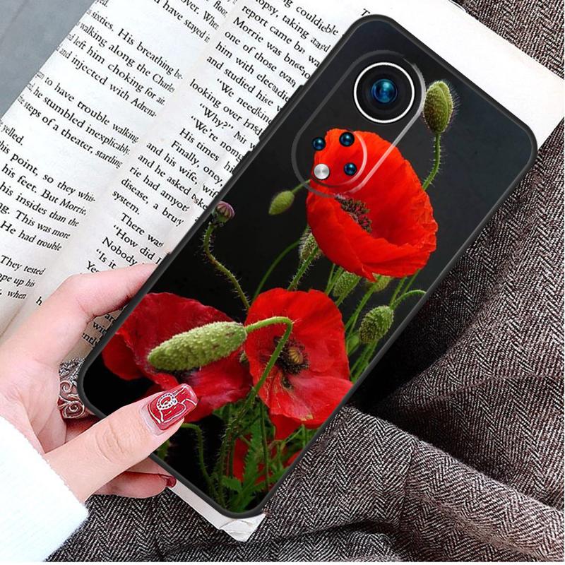 Red Corn Poppy Flower Case For Honor Magic 8 6 7 Lite Honor 400 200 Pro 50 70 90 X8c X8b X9a X9c X9b X9d Win Cover
