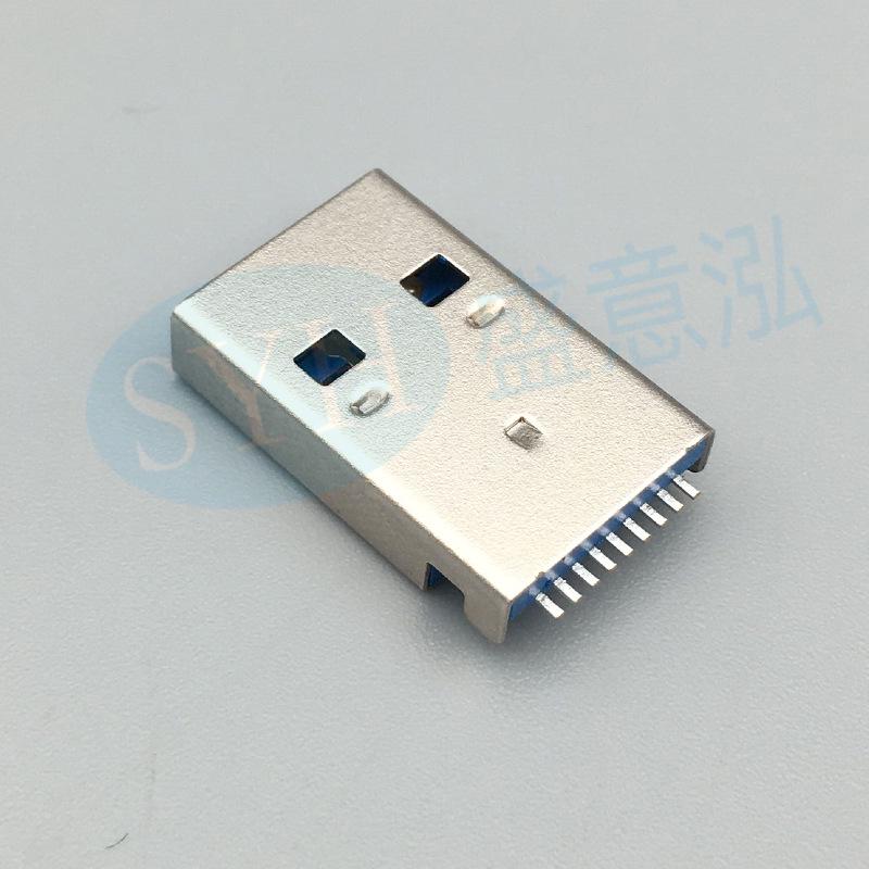 USB 3.0 Female Socket Flush Mount with 1.9 Straight Pins, 180° Surface Mount, High-Speed Transmission Male Connector.