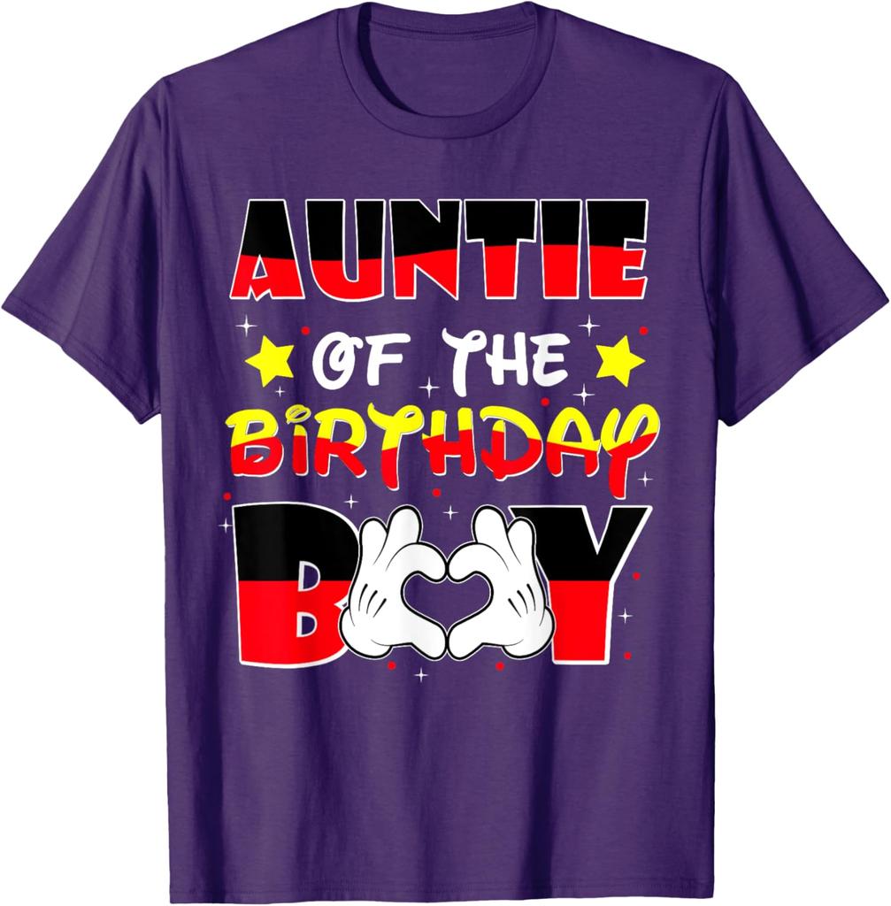 Auntie of The Birthday Boy Shirt Matching Nephew Family Bday Fashion Casual T-Shirt S-4XL Four Seasons
