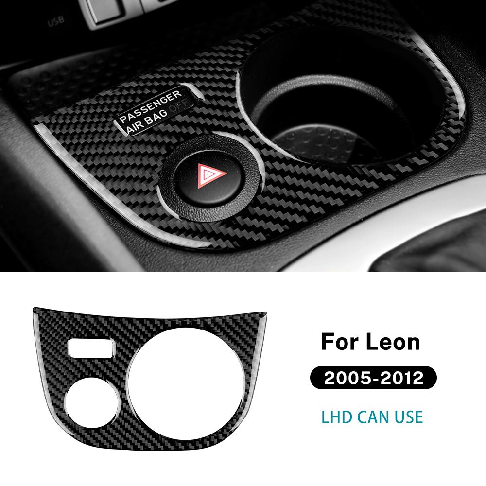 Real Soft Carbon Fiber Sticker For Seat Leon 2005 2006 2007 2008 2009 2010 2011 2012 LHD RHD Car Cup Holder Panel Accessories