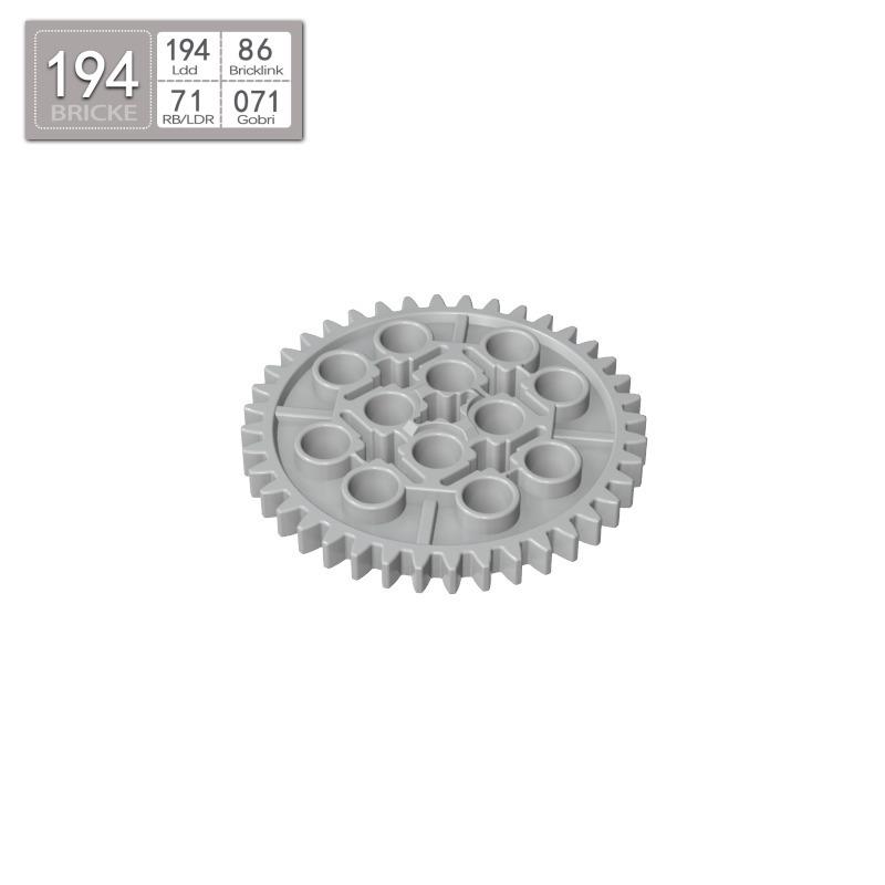

BRICKE 40-Tooth Gear (41.7mm OD) - Compatible with LEGO 3649, Loose Parts, Small Particle Building Blocks for Education 50g (~10 pcs) светло-серый