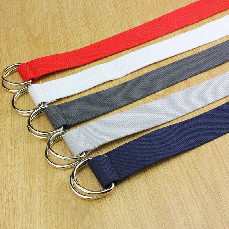 1Pc Nylon/Alloy Casual Solid Color Fashion Double D-ring Buckle Wide Belt Men/Women Jeans