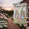 Happy Easter Gnomes Garden Flag 12x18inch Double Sided Spring Bunny Ears Gnome Yard Flag Polka Dot Easter Eggs Outdoor Decor