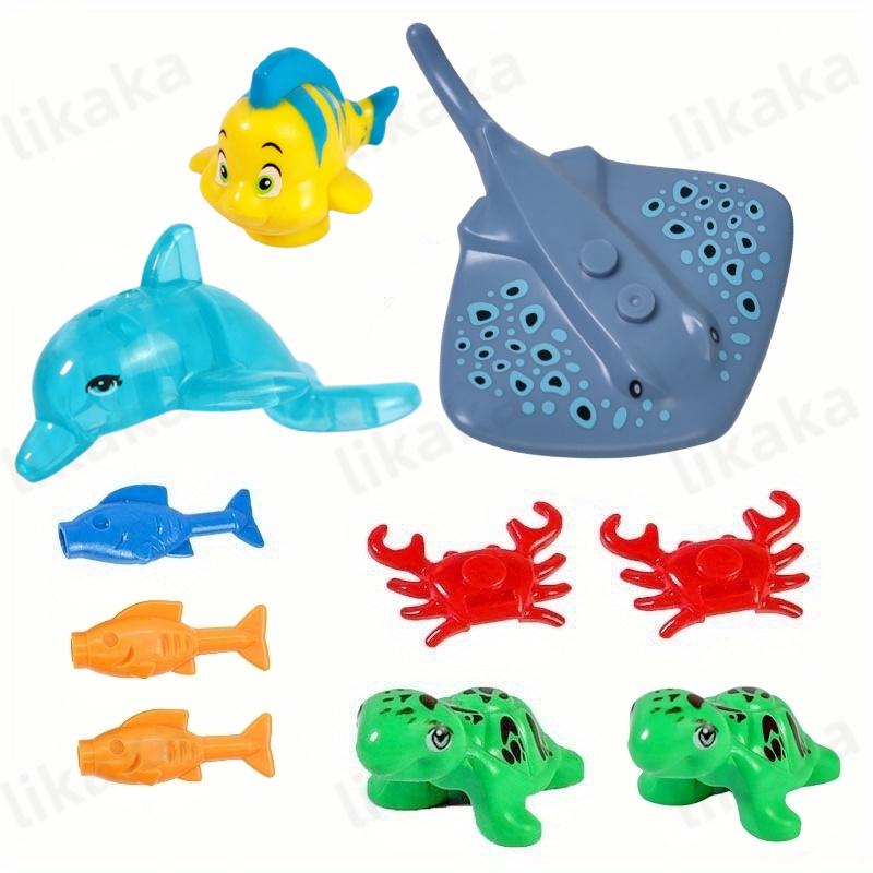 MOC Подводные Животные Строительные Блоки Игрушки для Детей Скаты Черепахи Дельфин Рыба Осьминог Модель Блоки Набор Детские Игрушки Подарки