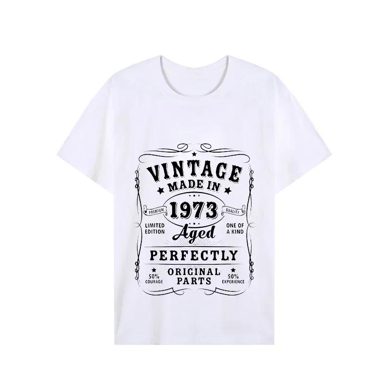 1973 50th Birthday Tshirts T-shirt Vintage 1973 Men Short Sleeve Tops Street 1973 T Shirt for Men T Shirt Oversize Tee Shirt Man