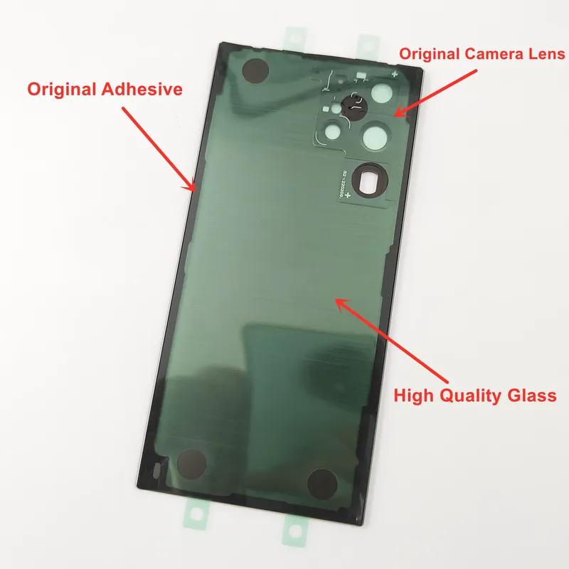 For Samsung Galaxy S22 Ultra 5G Matte Glass Battery Cover Rear Lid Back Door Housing + Original Camera Lens Glue Adhesive