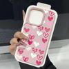 Pinker Liebesherzen-Druck Ledertextur TPU Matte Hülle Für iPhone 16 Pro Max 15 Pro 14 13 12 11 Weich Schlank Stoßfest Handyhülle